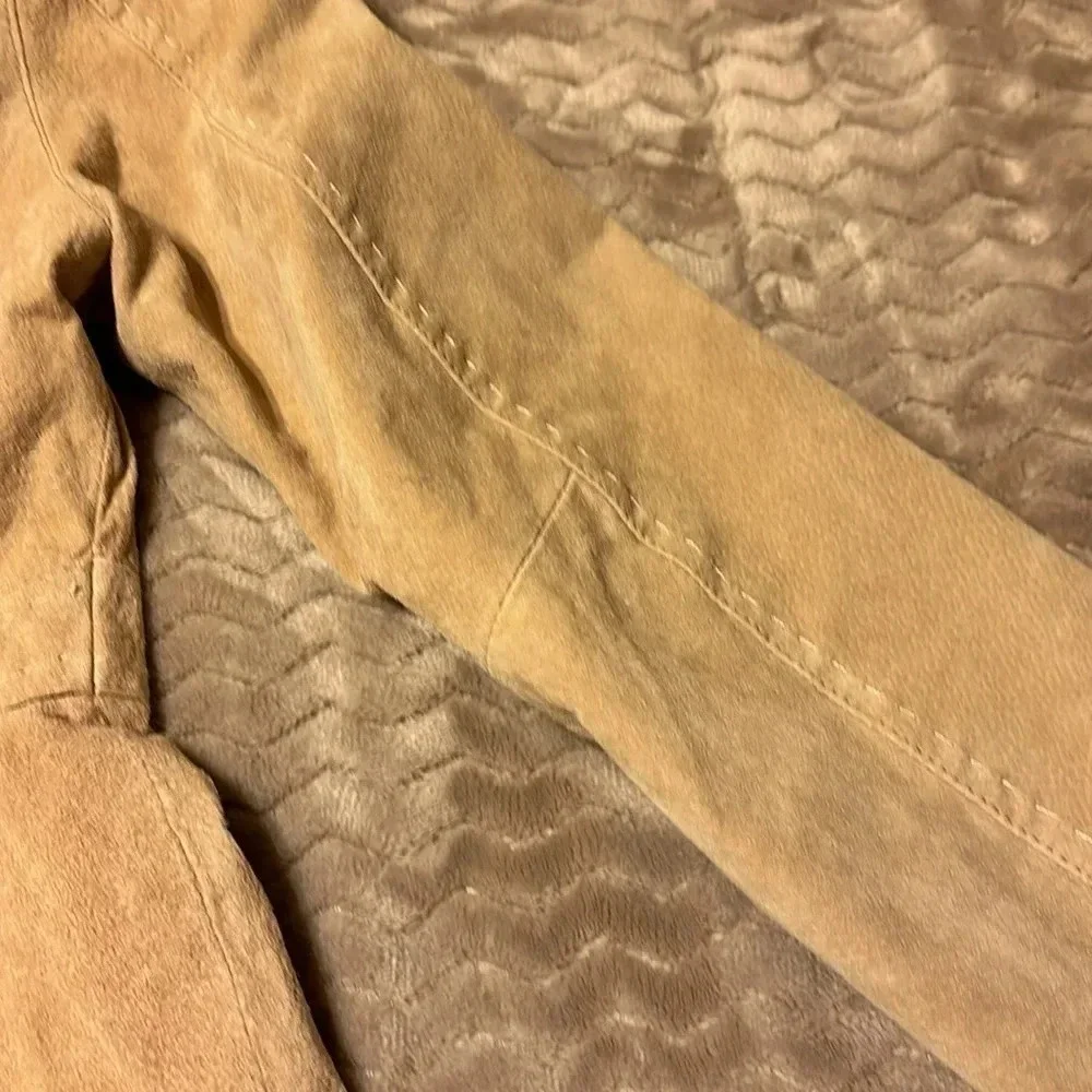 Madison Tan Suede Leather jacket Women’s 10 Stitch detail